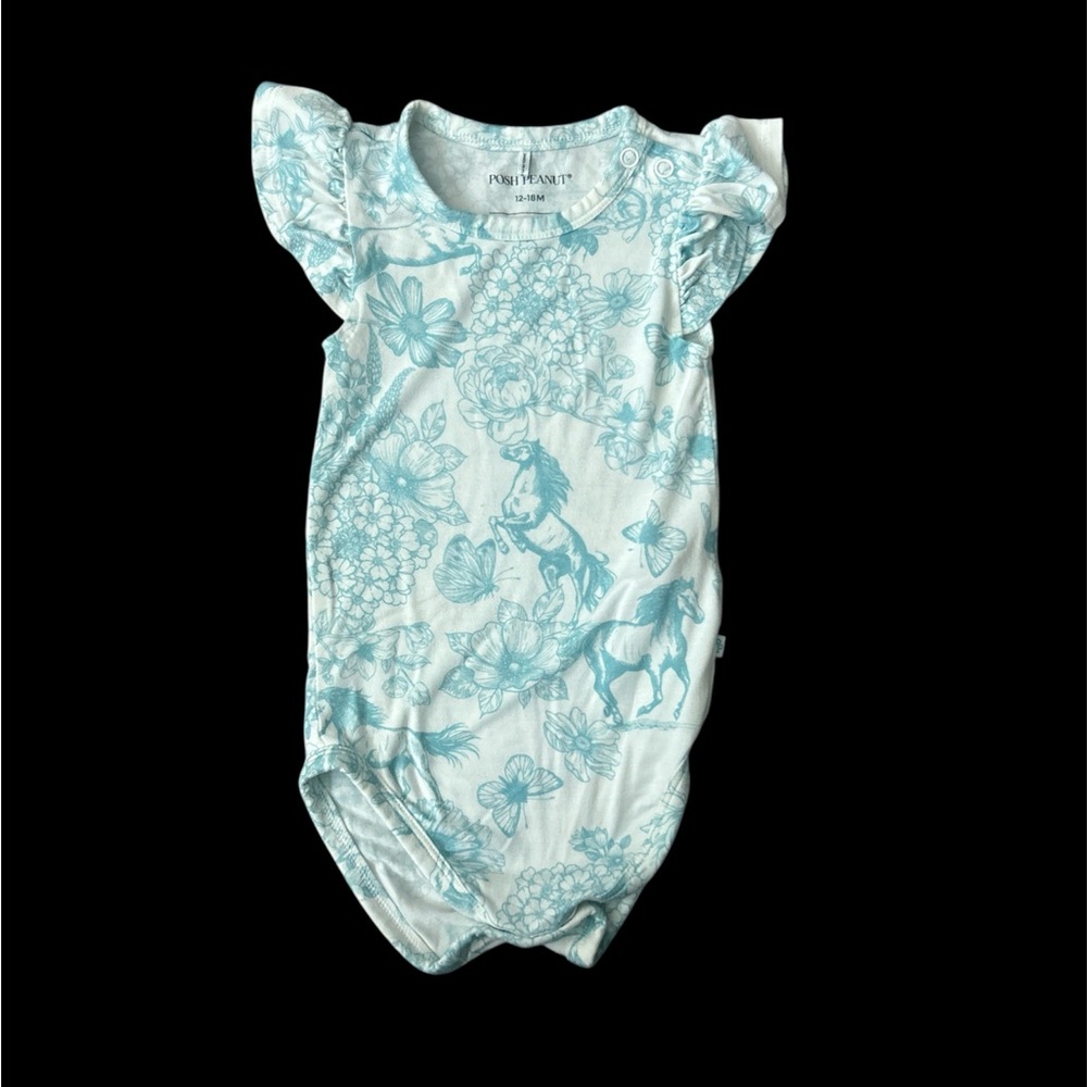 Posh Peanut Floral Print Baby Onesie Sz 12-8 months